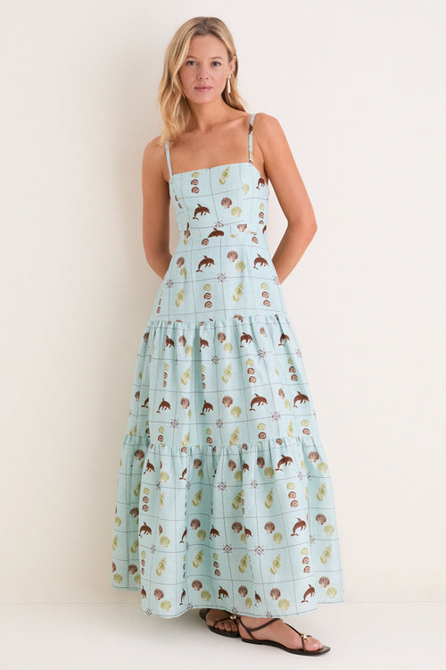 Seashell Tile Celine Maxi Dress