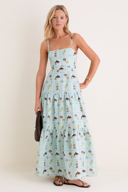 Seashell Tile Celine Maxi Dress