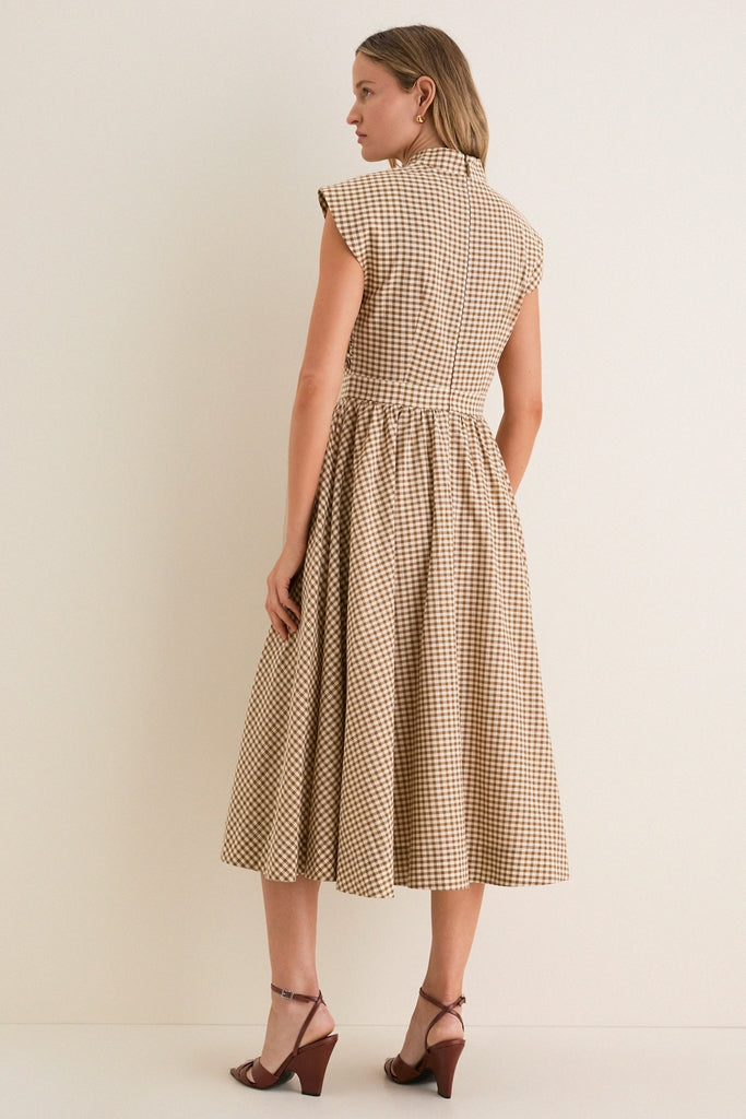 Mocha Gingham Dame Dress