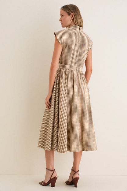 Mocha Gingham Dame Dress
