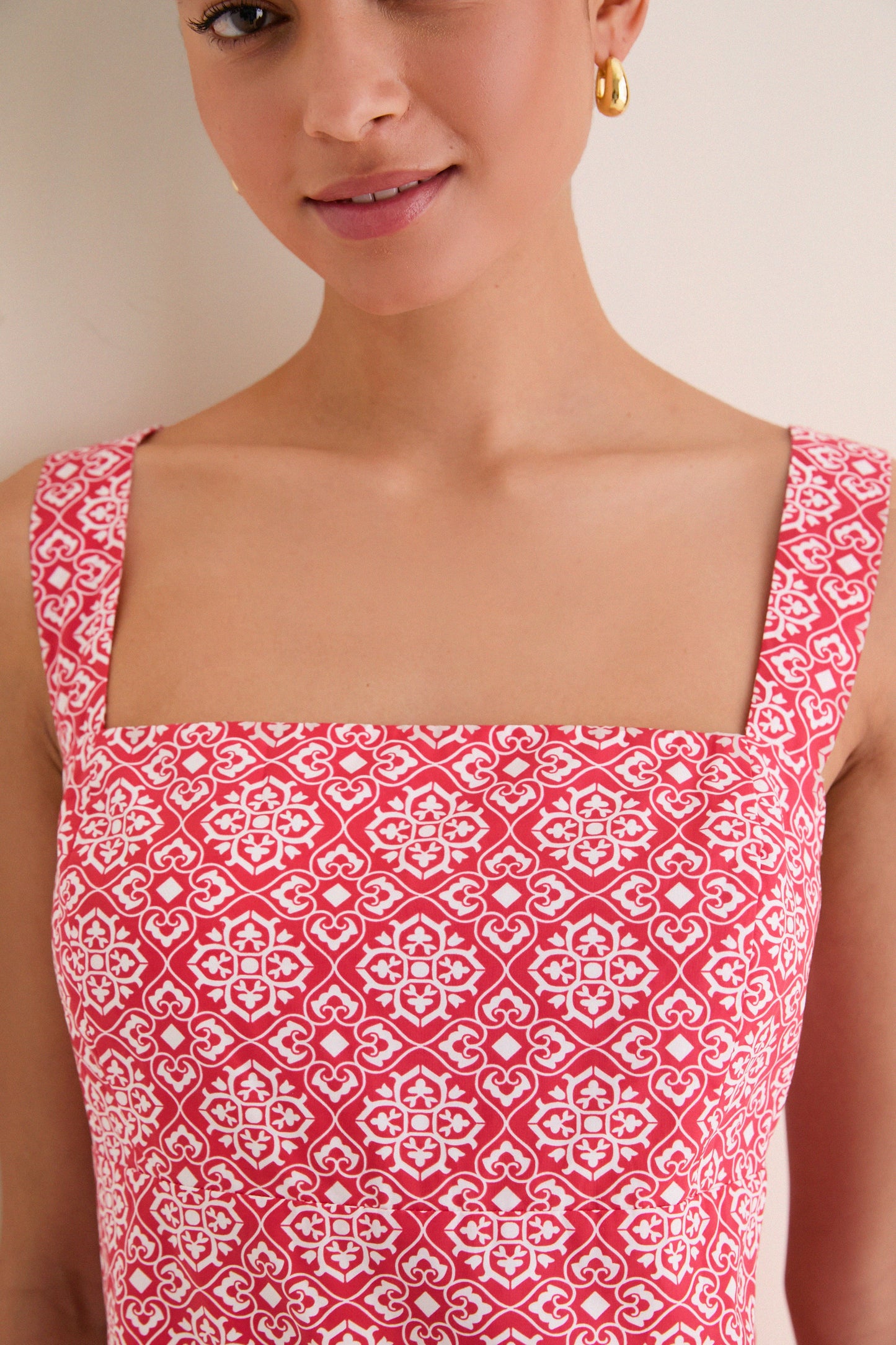 Red Geo Floral Volos Mini Dress