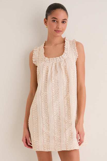 Tan & Cream Applique Valerie Mini Dress