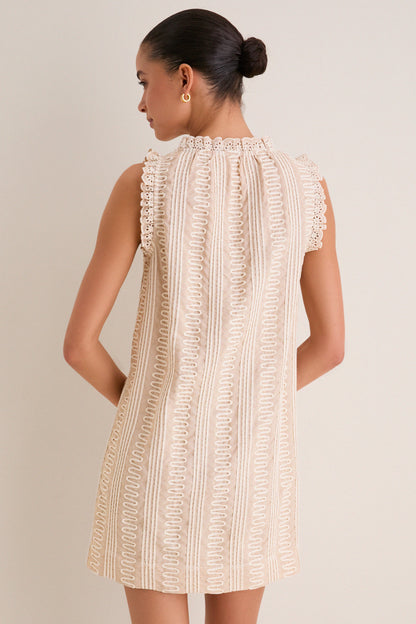 Tan & Cream Applique Valerie Mini Dress