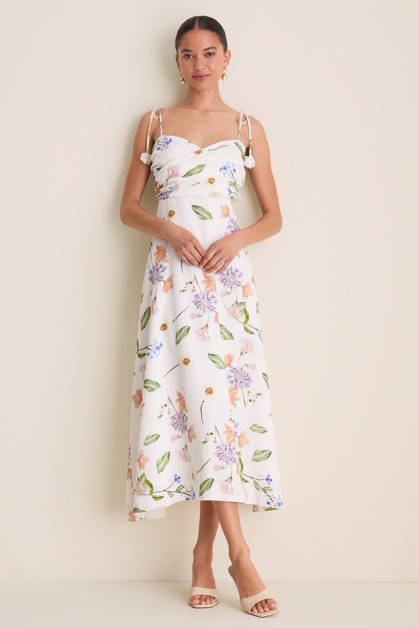 White Wildflower Floral Zinnia Maxi Dress