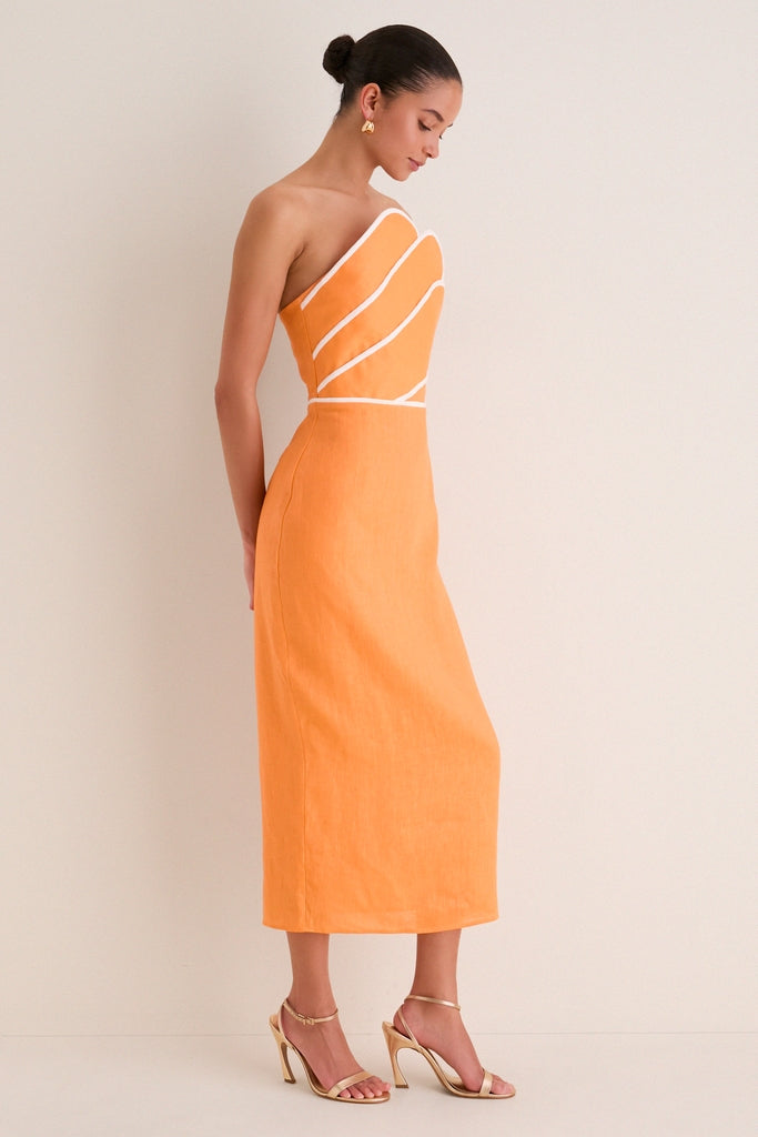 Orange Linen Clementine Maxi Dress