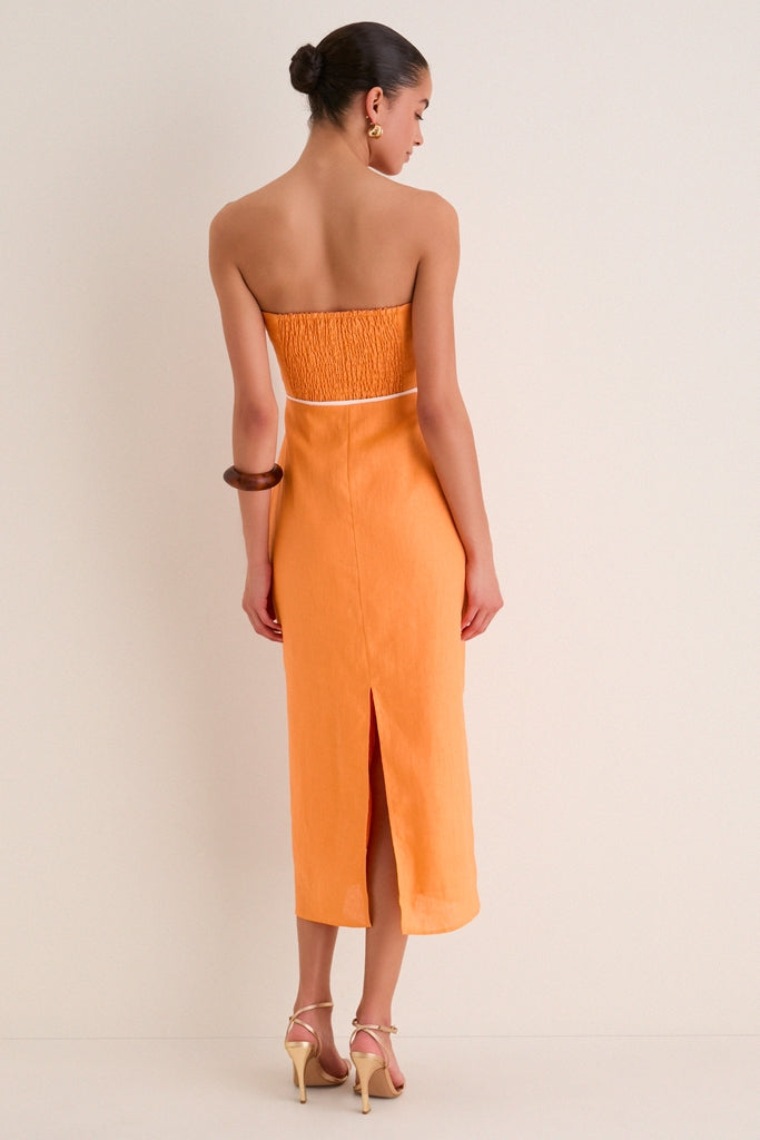 Orange Linen Clementine Maxi Dress