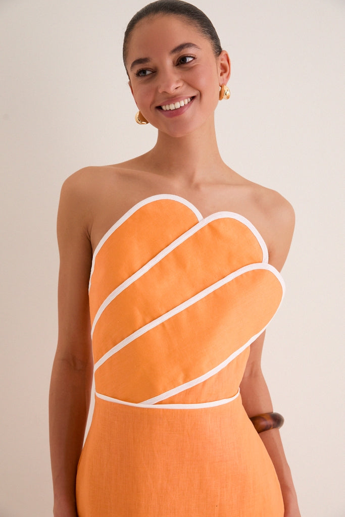 Orange Linen Clementine Maxi Dress
