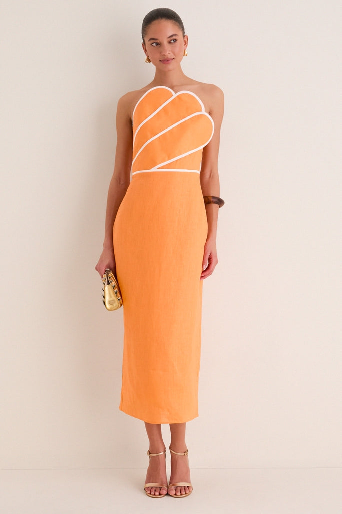 Orange Linen Clementine Maxi Dress