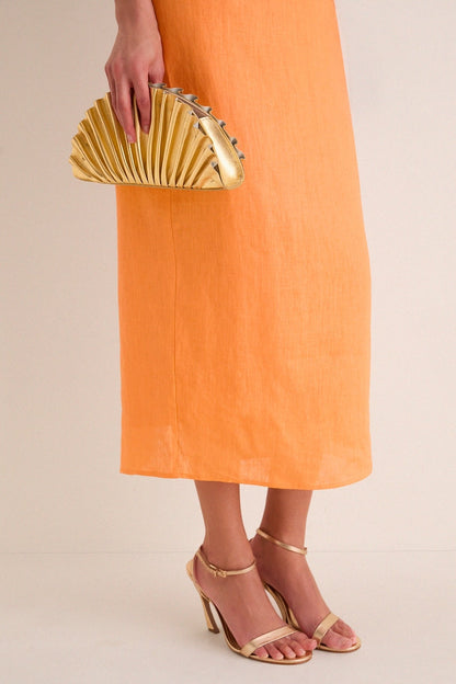 Orange Linen Clementine Maxi Dress