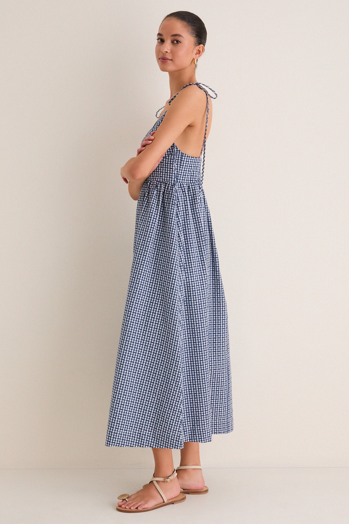Navy Gingham Sloan Maxi Dress