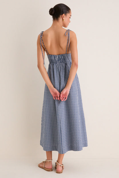 Navy Gingham Sloan Maxi Dress