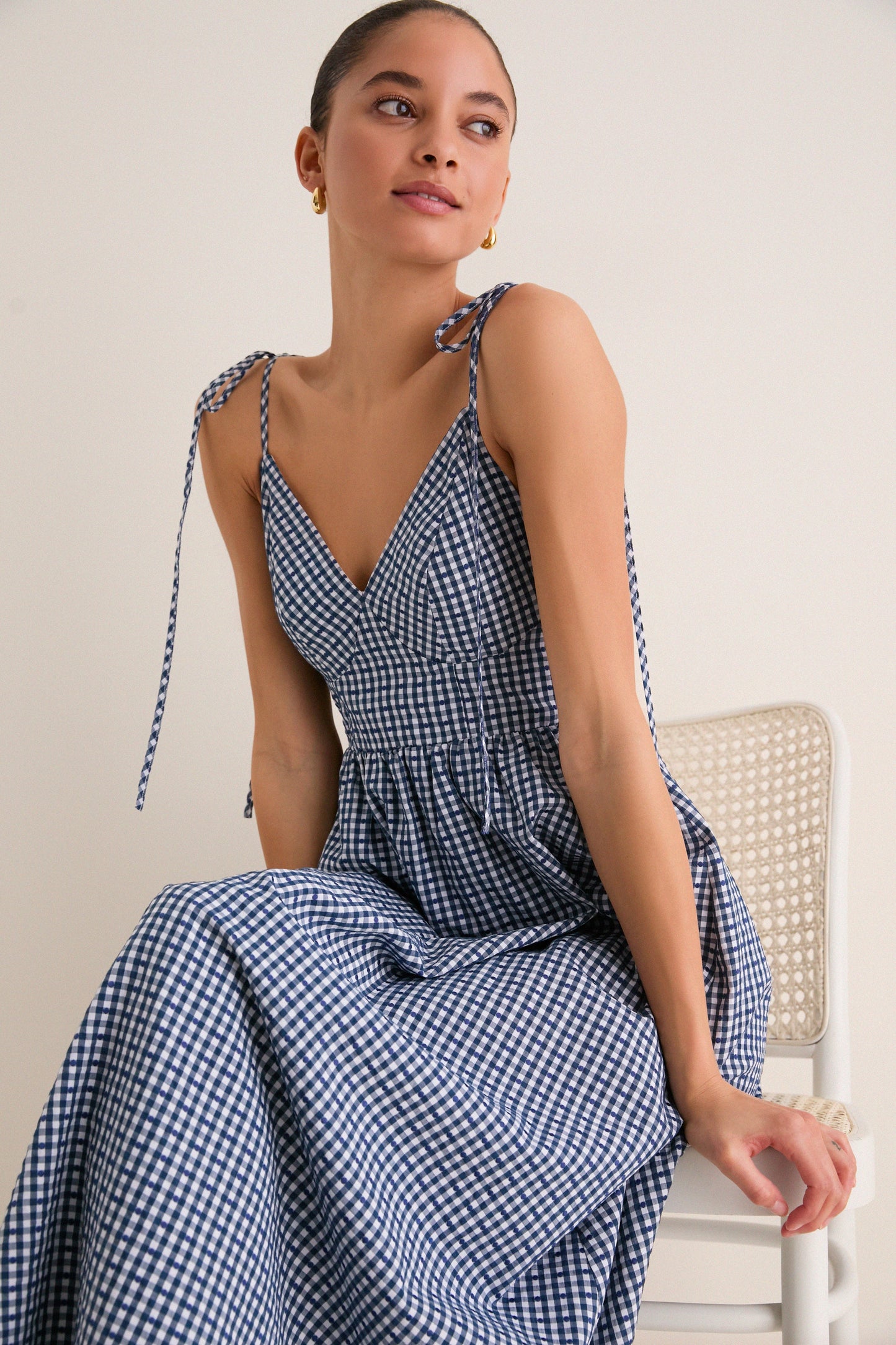 Navy Gingham Sloan Maxi Dress