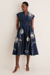 Navy Selene Midi Dress