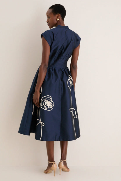 Navy Selene Midi Dress