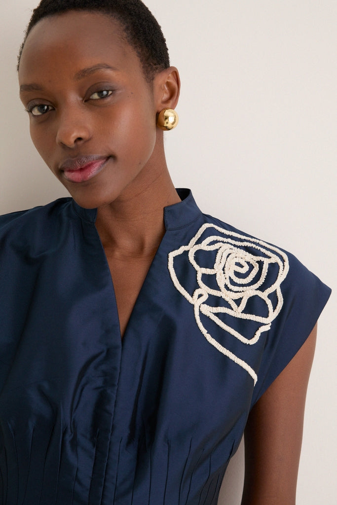 Navy Selene Midi Dress