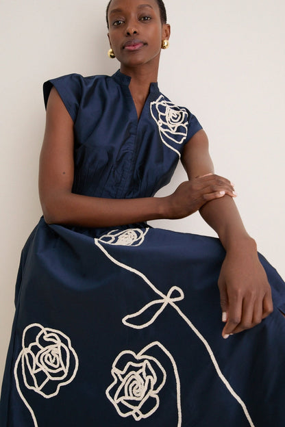 Navy Selene Midi Dress