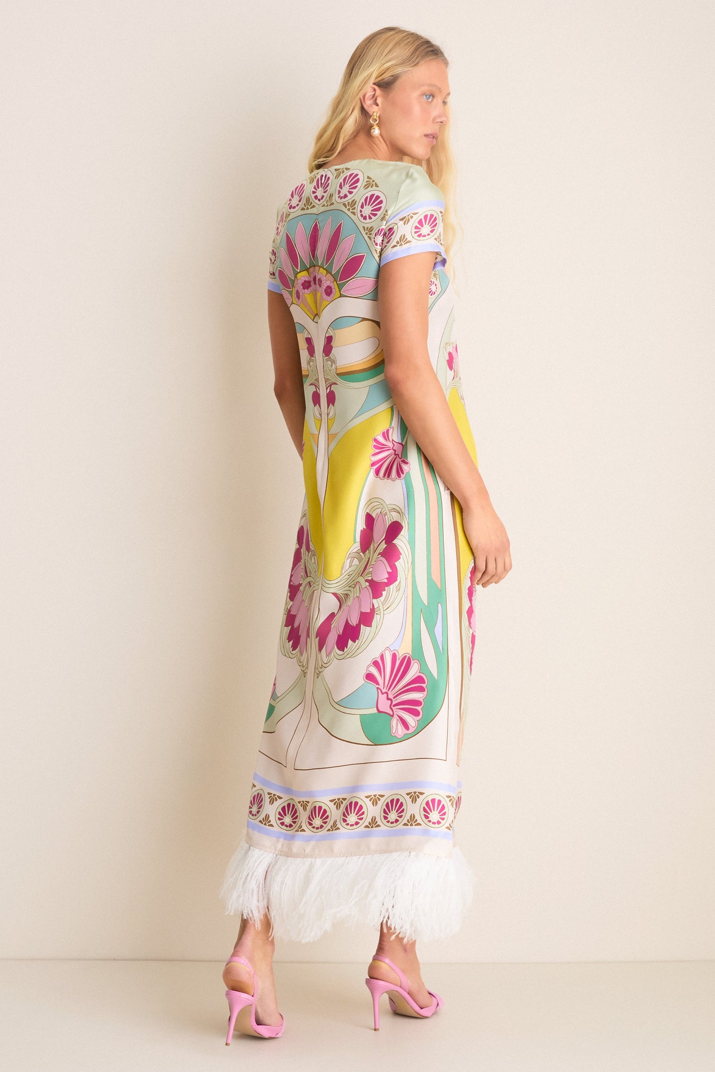 Tulip Placee Swing Dress with Feathers