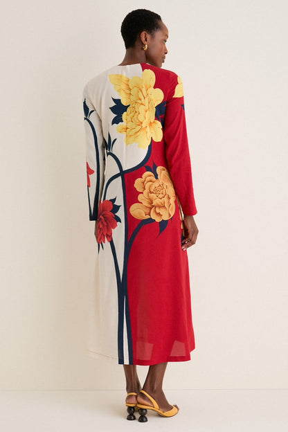 Queen Peony Placee Long Sleeve Swing Dress