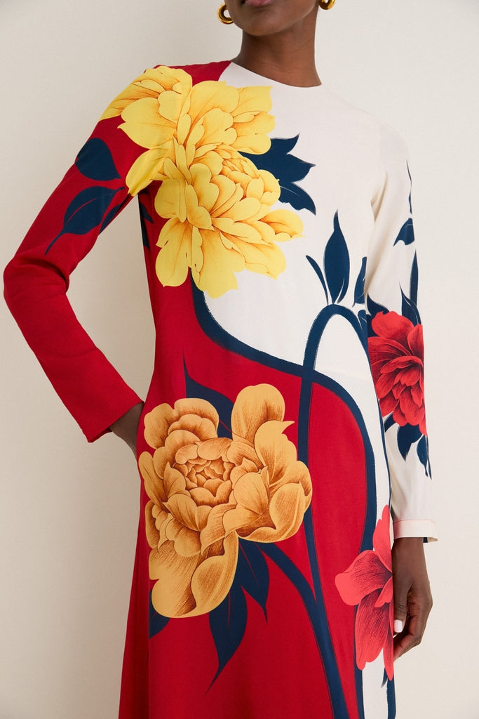 Queen Peony Placee Long Sleeve Swing Dress