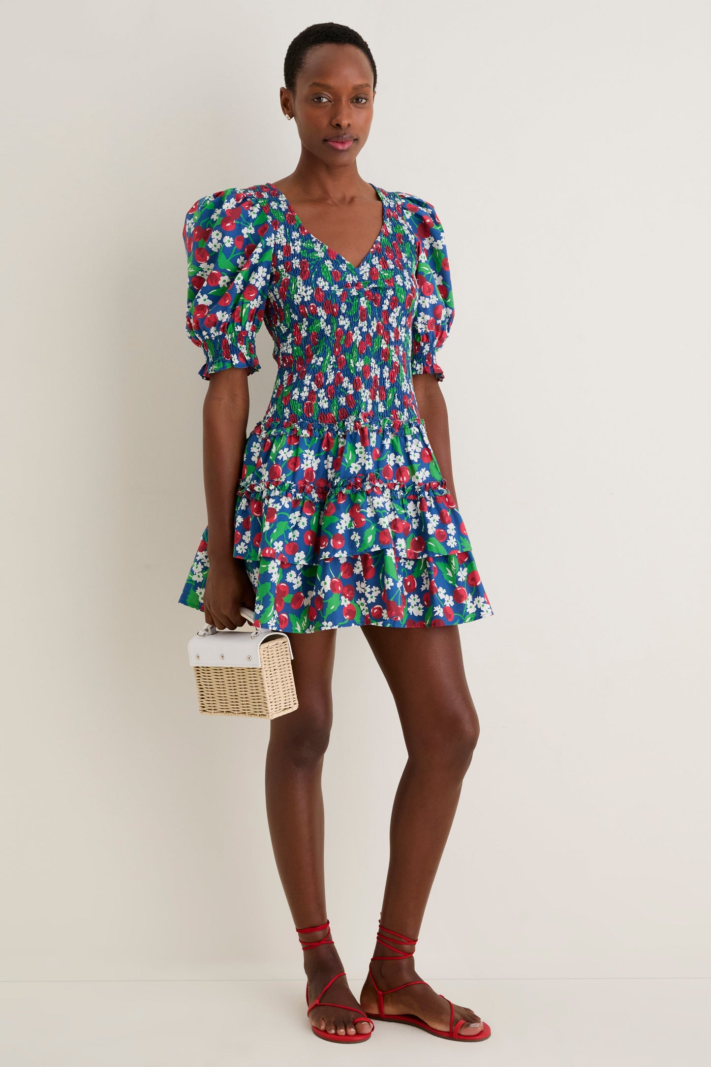 Miss Cherry Print Audrey Short Sleeve Dress