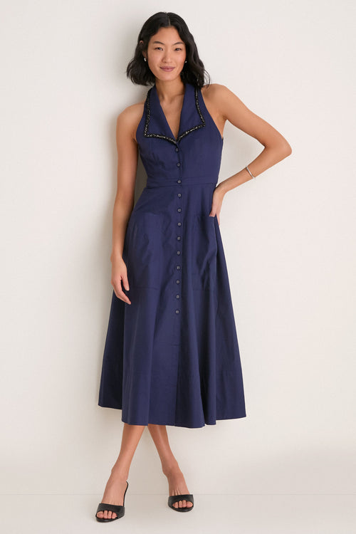 True Navy Jessica Midi Dress
