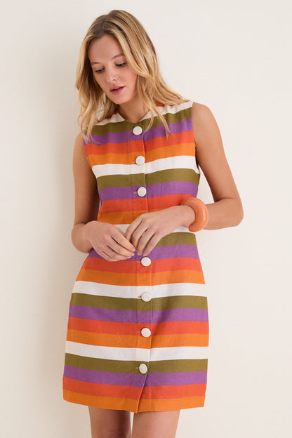 Multicolor Horizontal Stripes Camille Short Dress