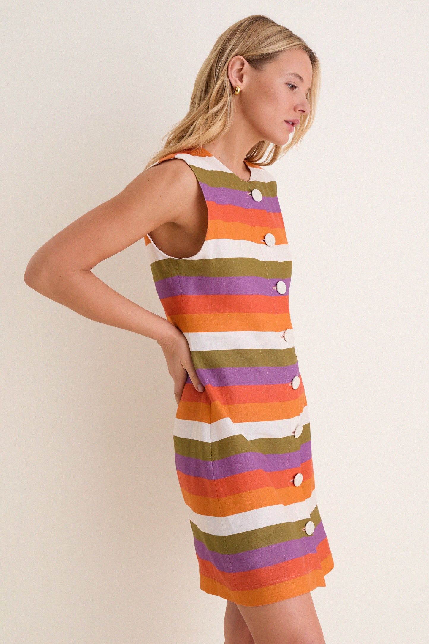Multicolor Horizontal Stripes Camille Short Dress