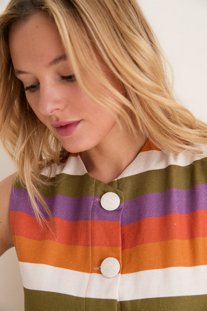 Multicolor Horizontal Stripes Camille Short Dress