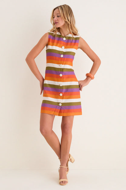 Multicolor Horizontal Stripes Camille Short Dress