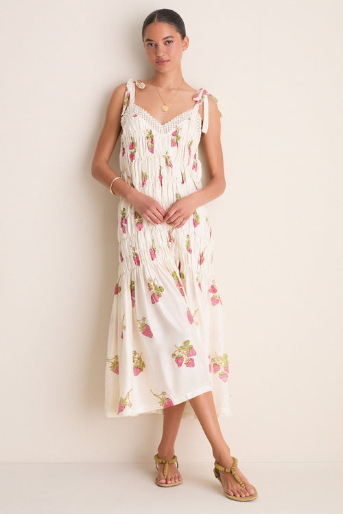 Off White Ellina Strawberry Dot Dress