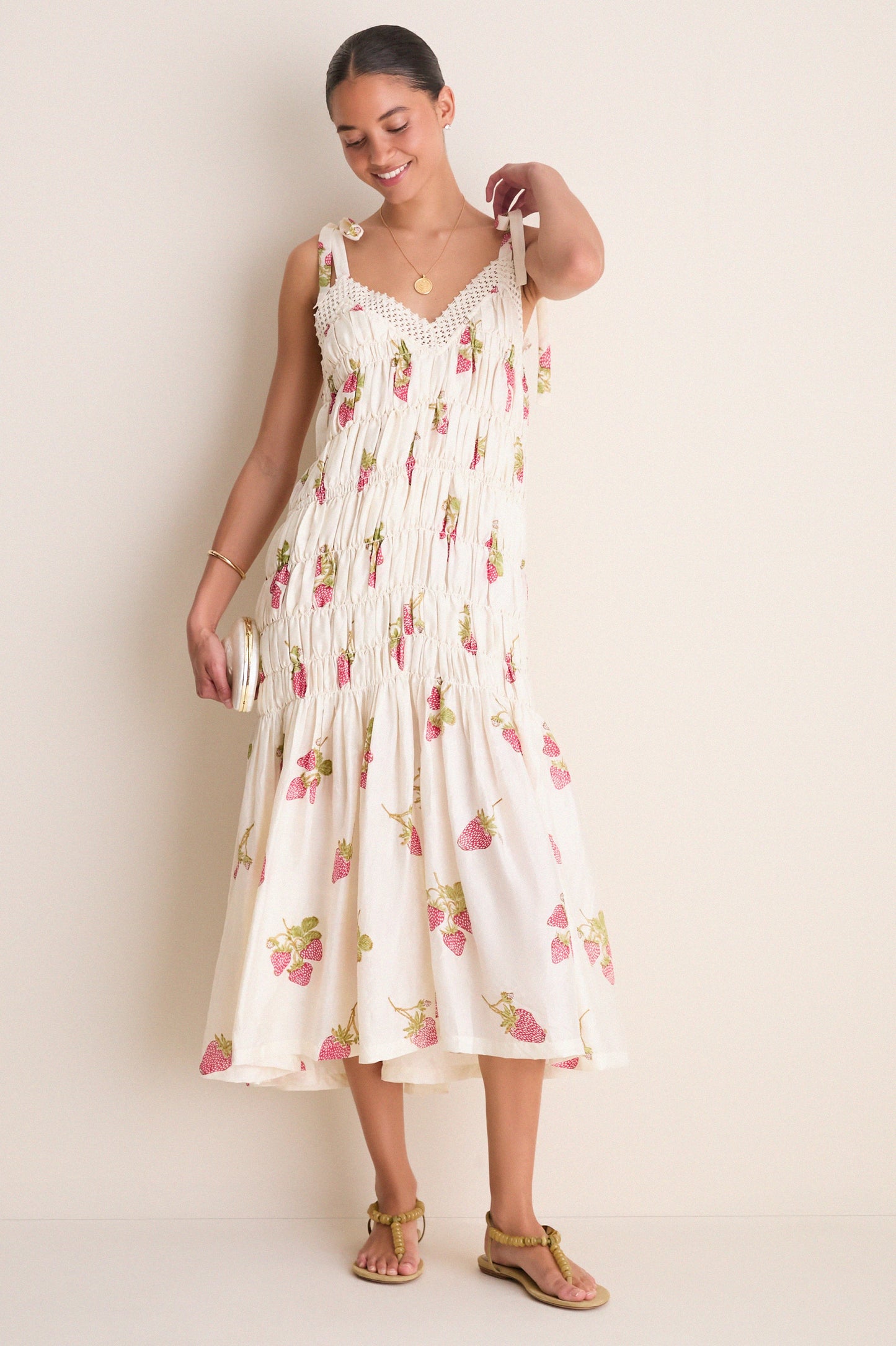 Off White Ellina Strawberry Dot Dress