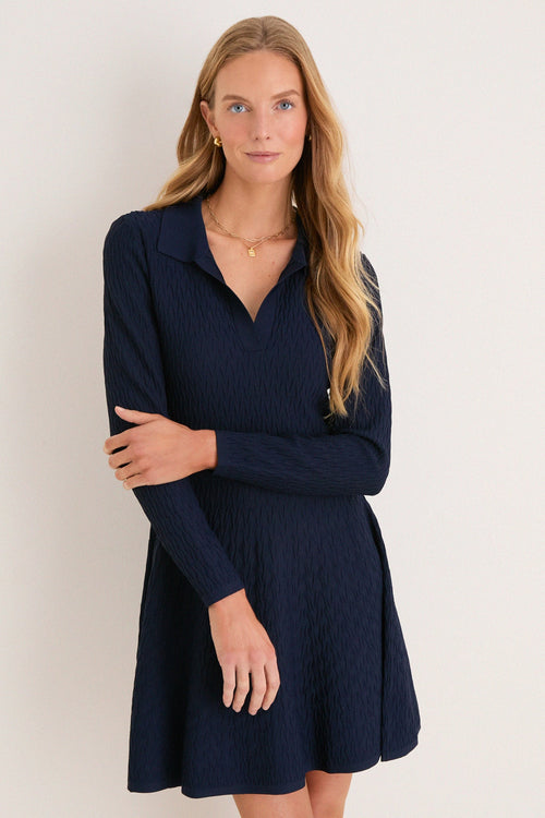 Navy Knit Jeanine Polo Dress