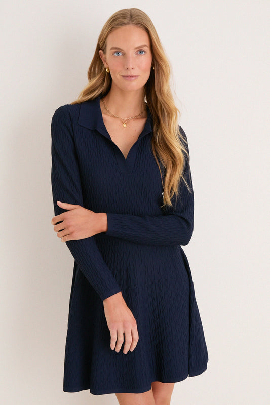 Navy Knit Jeanine Polo Dress
