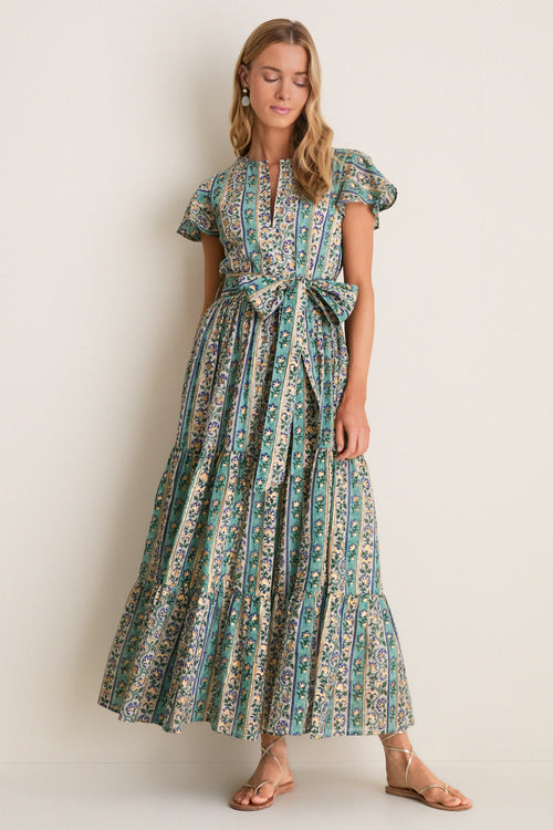 Taj Aqua V-Neck Maxi Dress