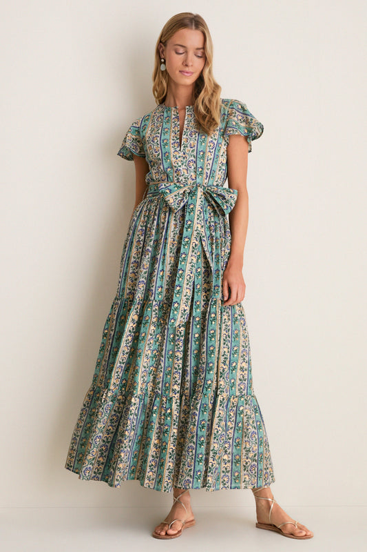 Taj Aqua V-Neck Maxi Dress
