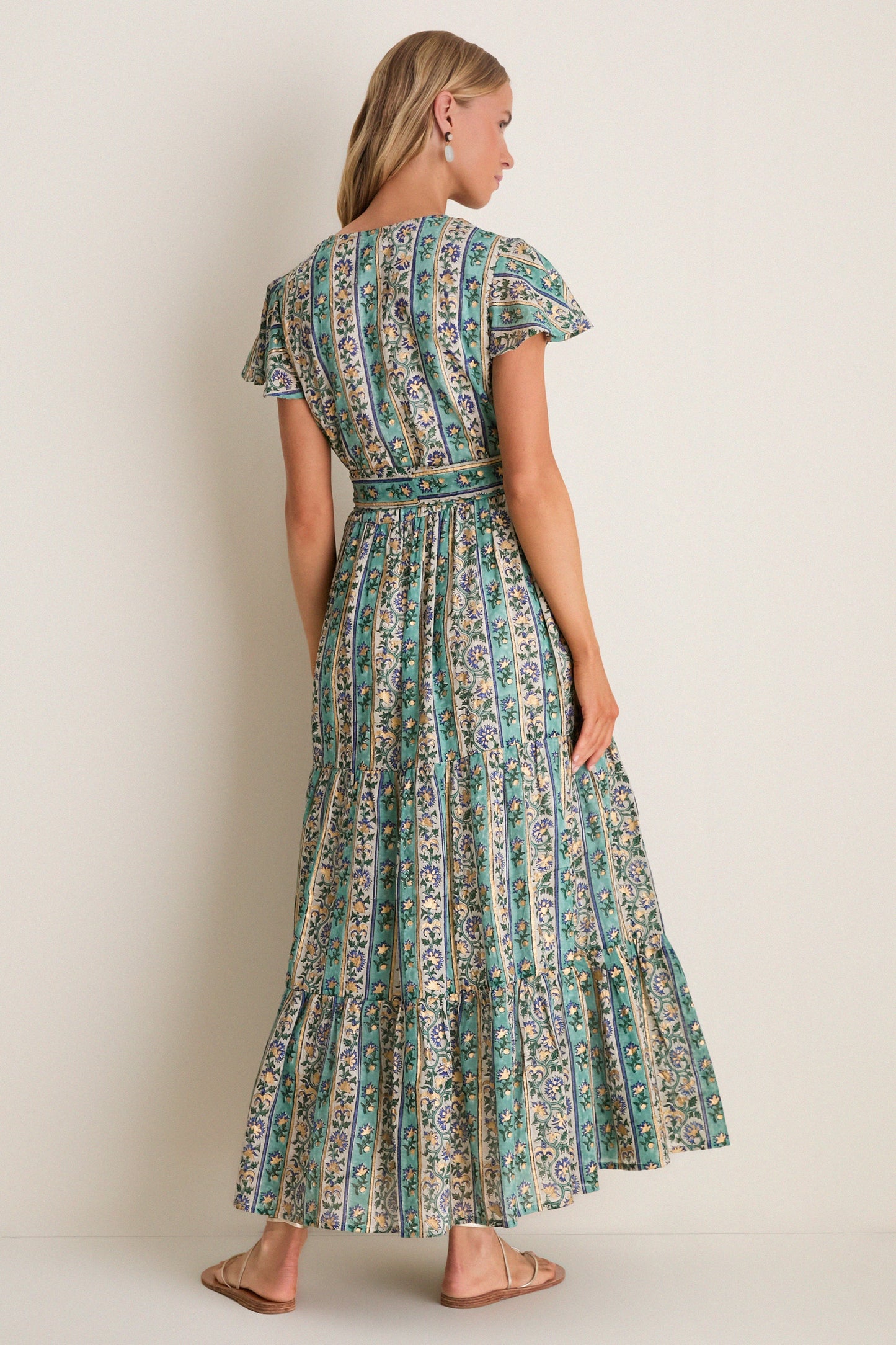 Taj Aqua V-Neck Maxi Dress