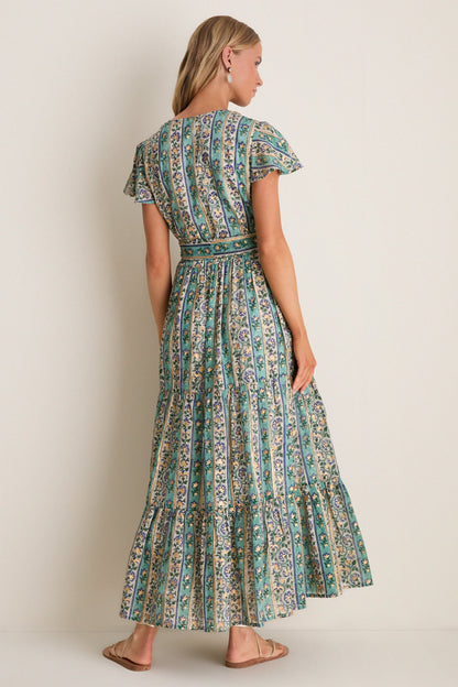 Taj Aqua V-Neck Maxi Dress