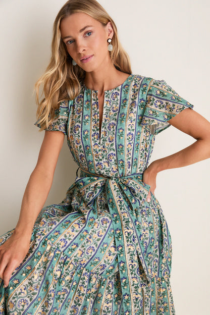 Taj Aqua V-Neck Maxi Dress
