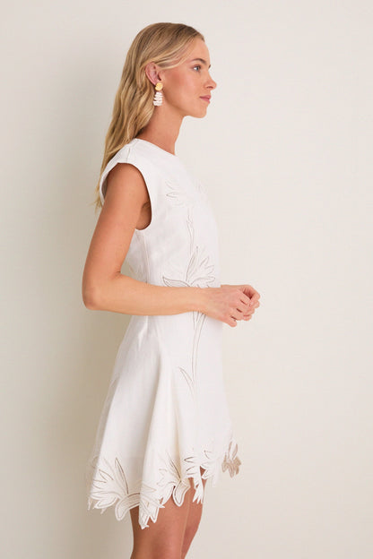 White Raquel Embroidered Mini Dress