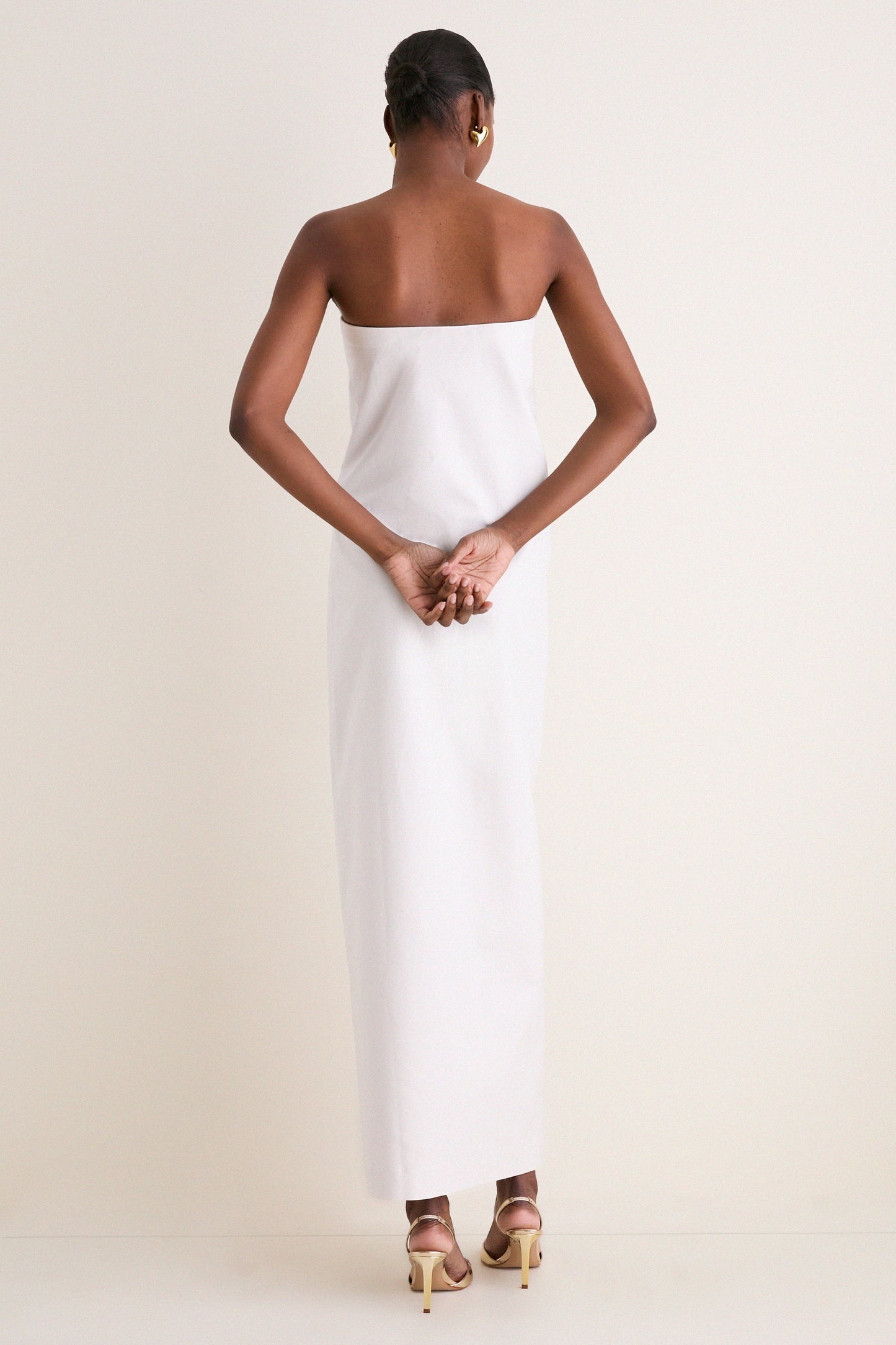 Off White Structured Petal Maxi Dress