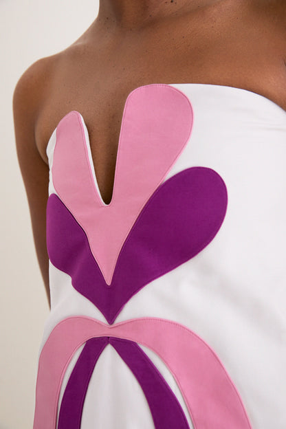 Off White Structured Petal Maxi Dress