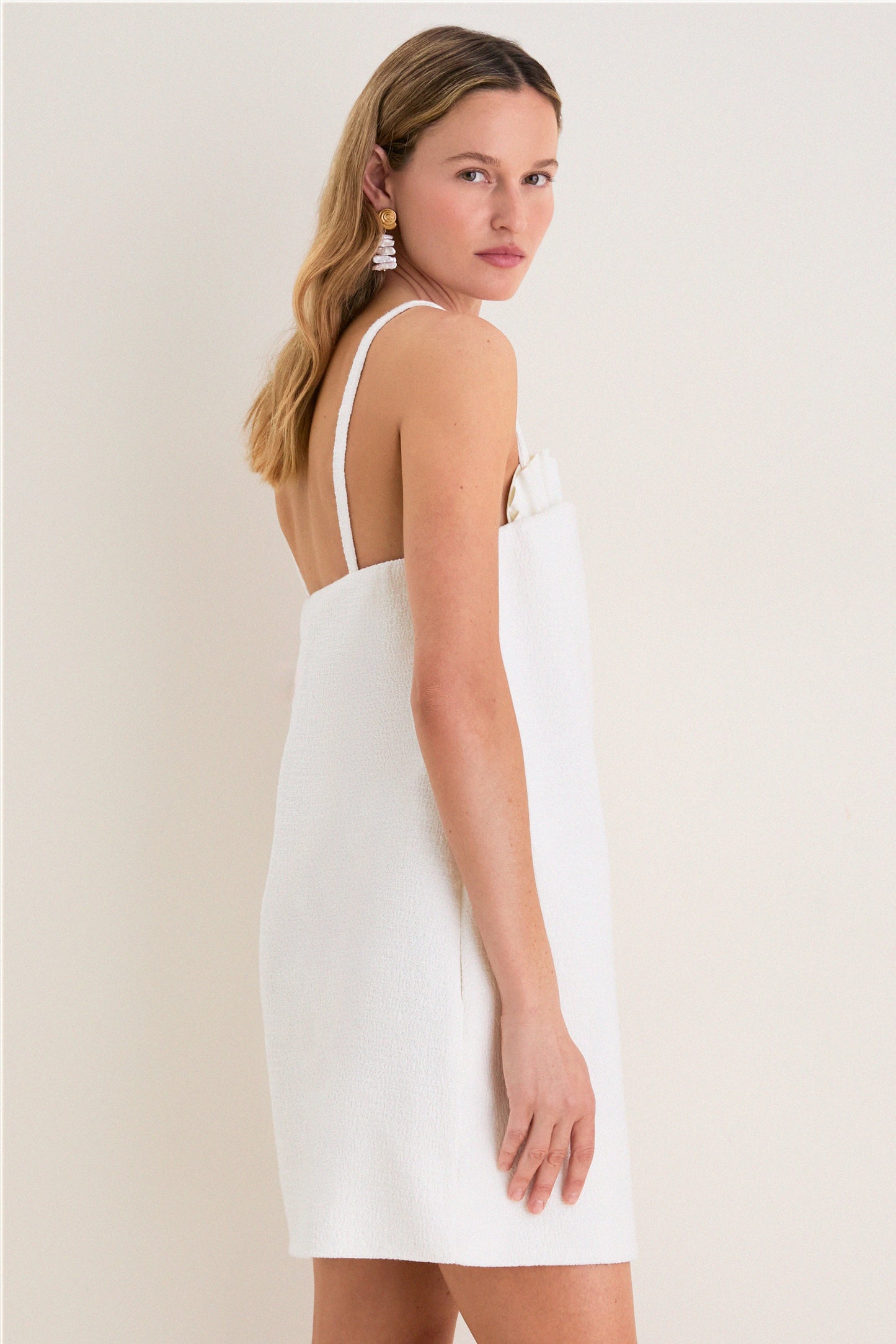 Off White Shell Bustier Mini Dress