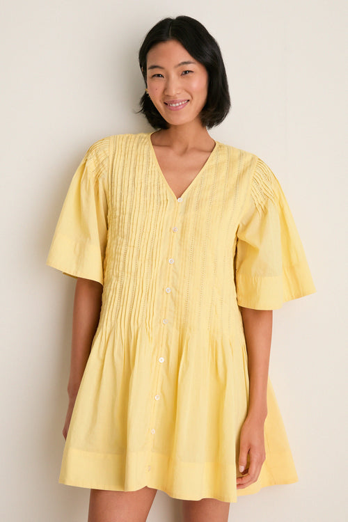 Yellow Alberte Solid Mini Dress