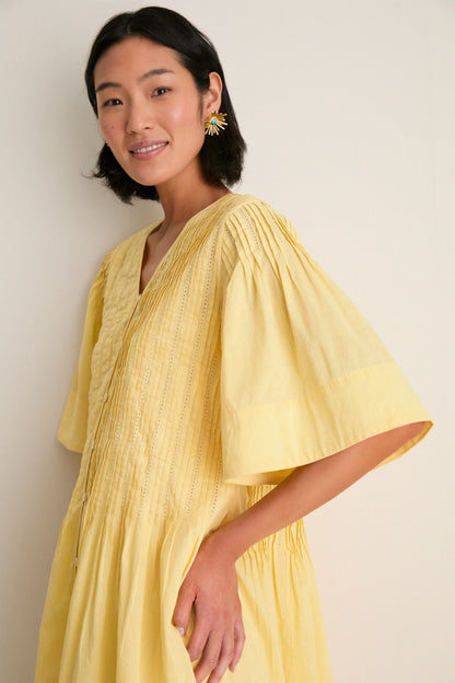 Yellow Alberte Solid Mini Dress