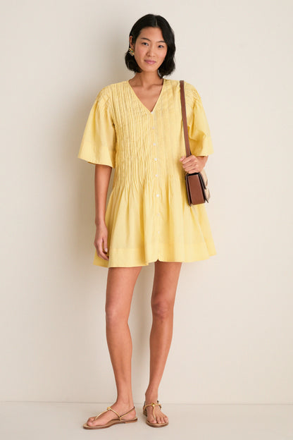Yellow Alberte Solid Mini Dress