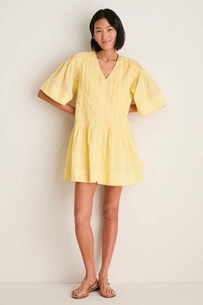 Yellow Alberte Solid Mini Dress