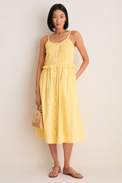 Yellow Alberte Solid Tank Dress