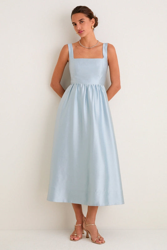 Pewter Blue Dupioni Esme Dress