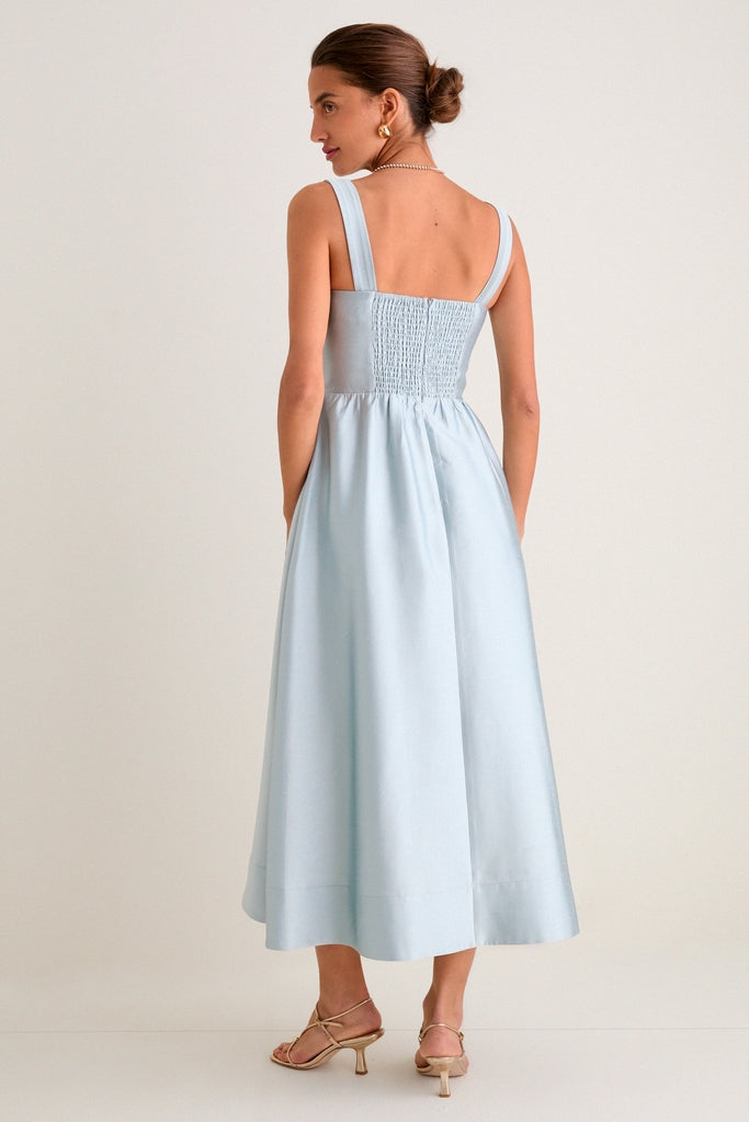 Pewter Blue Dupioni Esme Dress