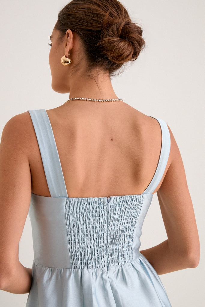 Pewter Blue Dupioni Esme Dress